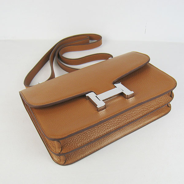 7A Hermes Constance Togo Leather Single Bag Light Coffee Silver Hardware H020 - Click Image to Close